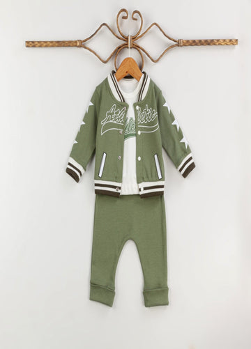 Baby Boy Green 3-Piece Athletic Tracksuit Set