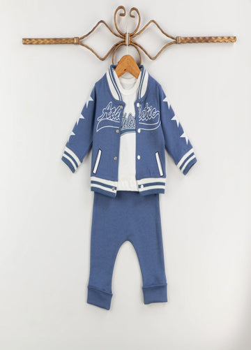 Baby Boys Blue 3-Piece Athletic Tracksuit Set