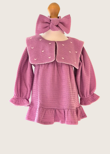 Baby Girls Dusky Pink Frilled Dress & Headband Set