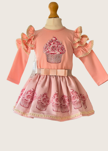 Girls Pink Cupcake Outfit Set – Neon Kids