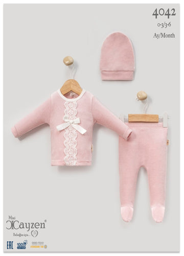 Baby Girls Pink Velour Spanish Style Outfit with Hat