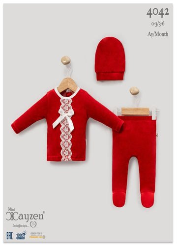 Baby Girls Red Velour Spanish Style Outfit with Hat