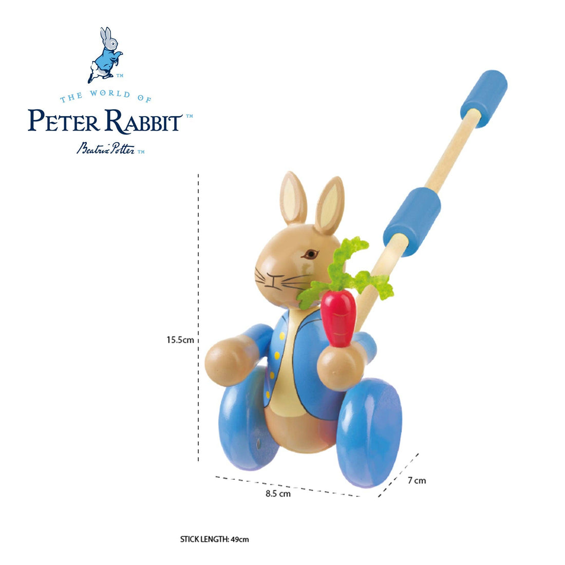 Peter Rabbit wooden push along toy by Orange Tree Toys