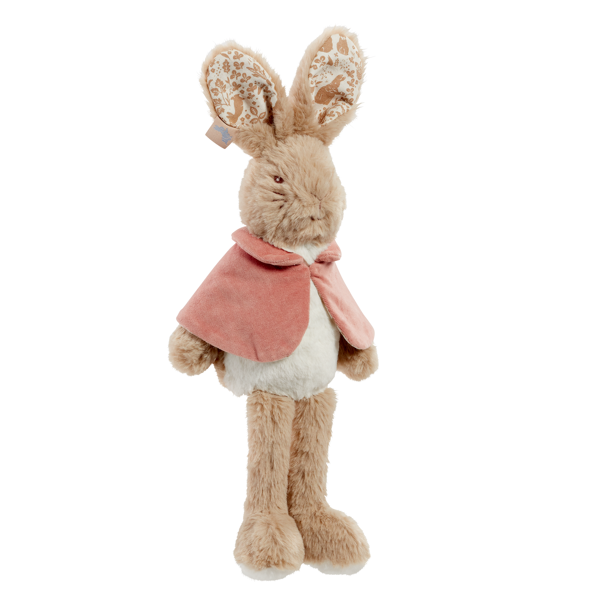 Plush  Flopsy rabbit toy with a pink cape on a white background