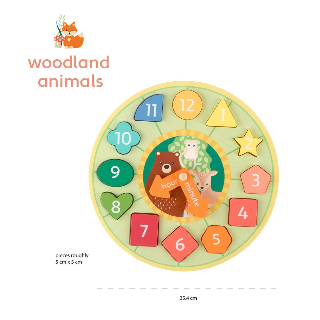 Woodland Wooden Shape Sorting Clock – Orange Tree Toys