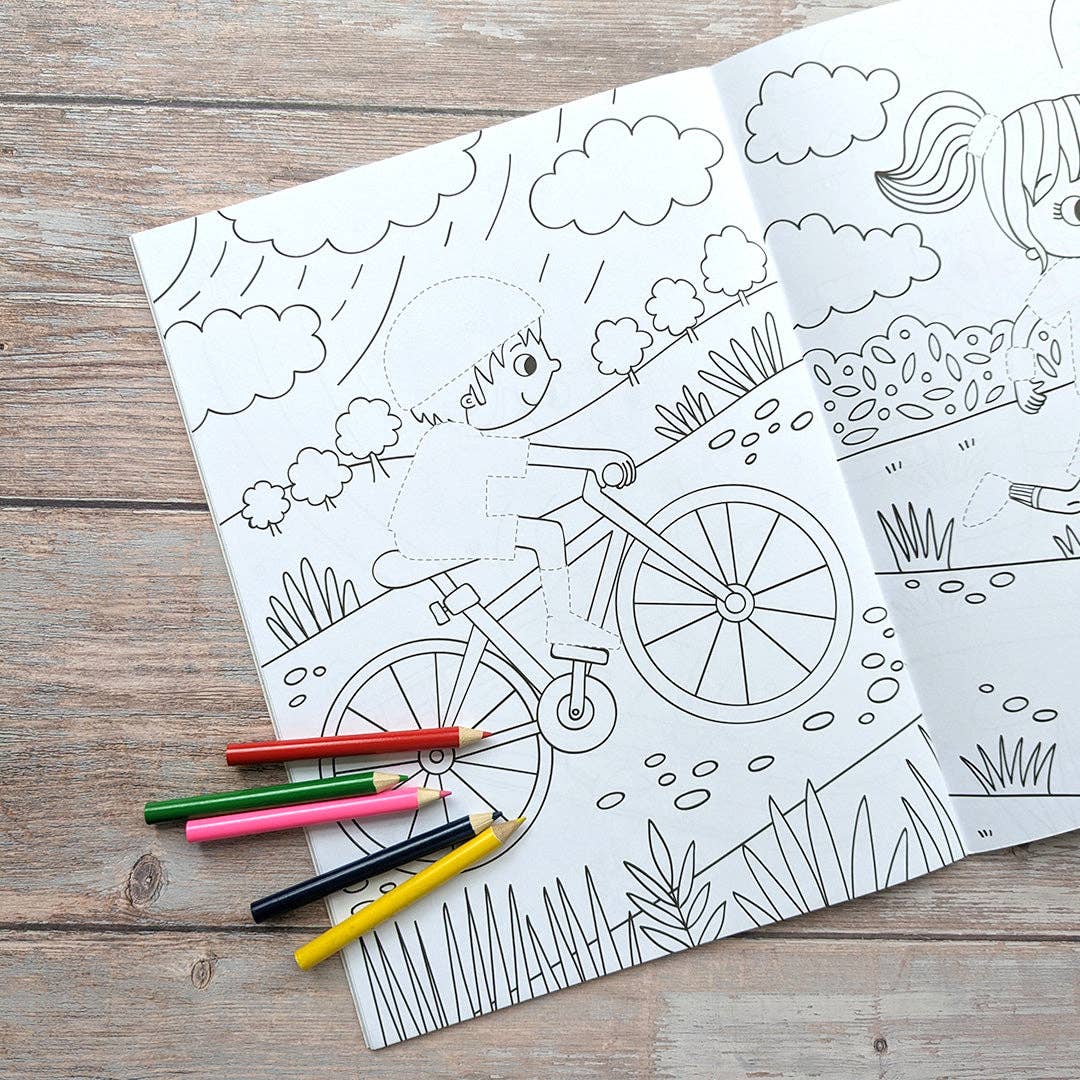 kids sports colouring and sticker activity book