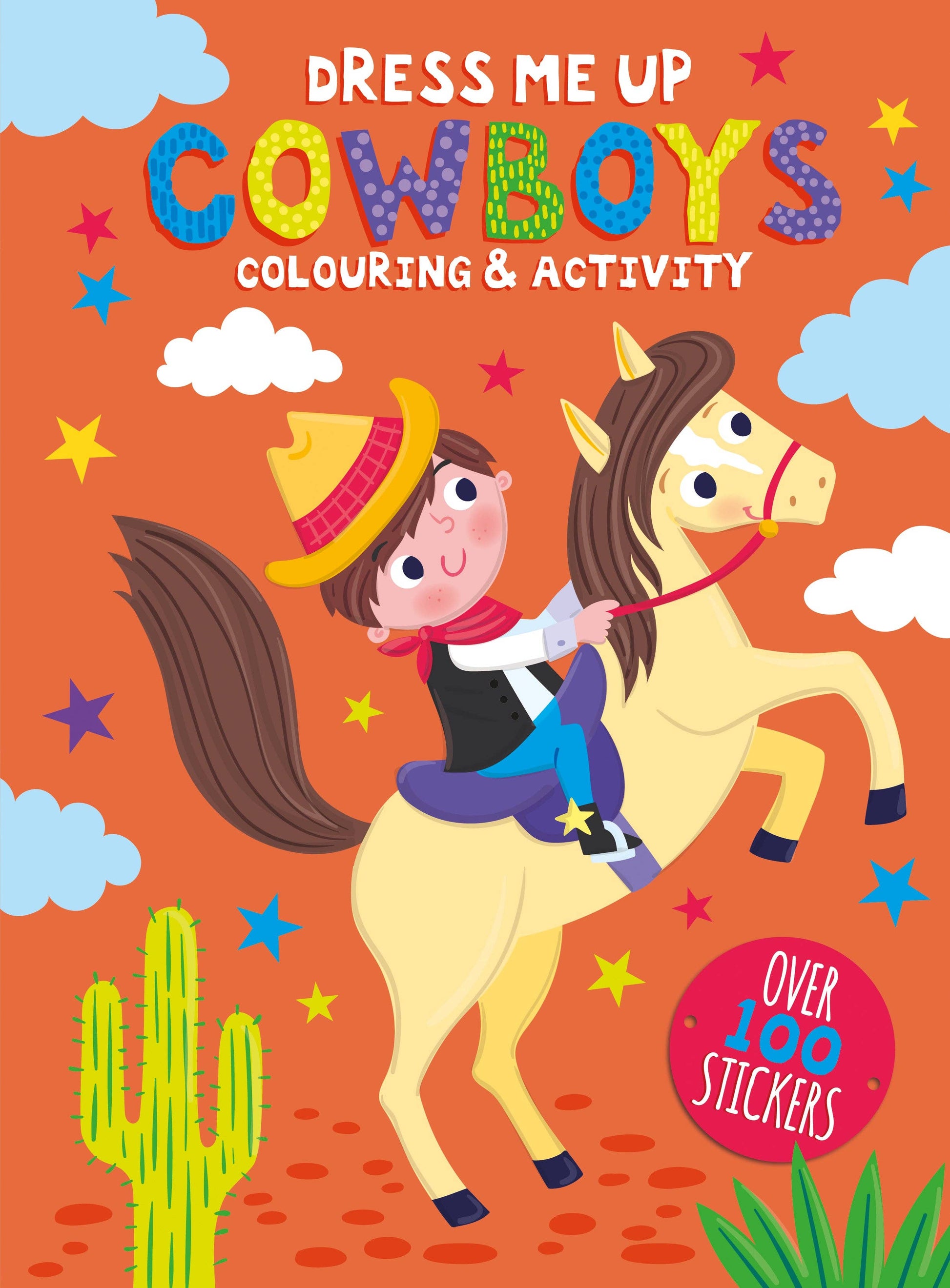 cowboys sticker colouring book for kids age 3 to 6