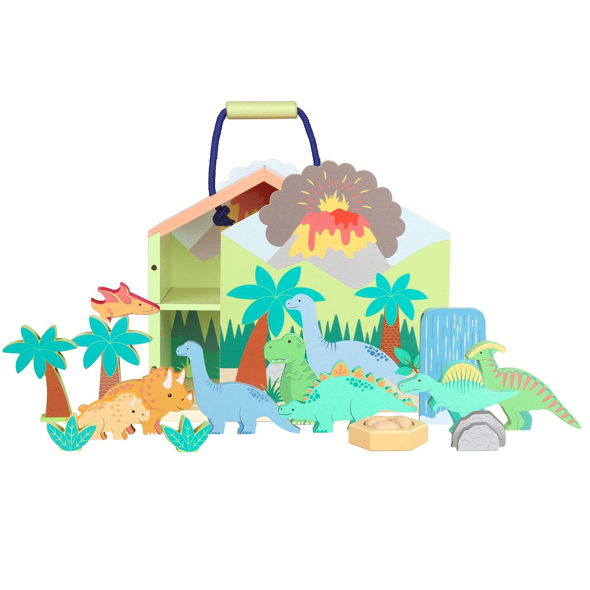 Dinosaur toy set with carry case