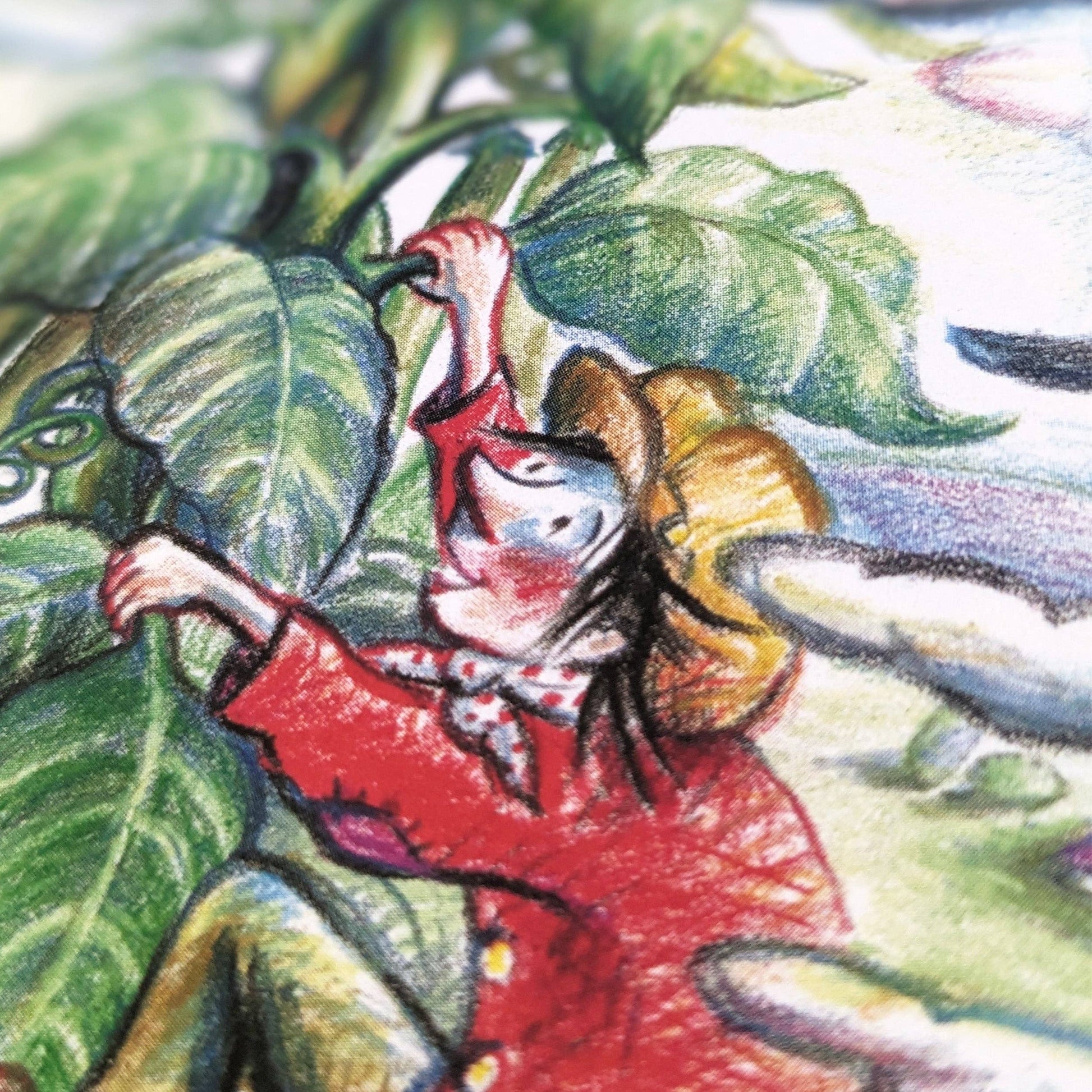 Colorful illustration of a jack climbing the beanstalk.