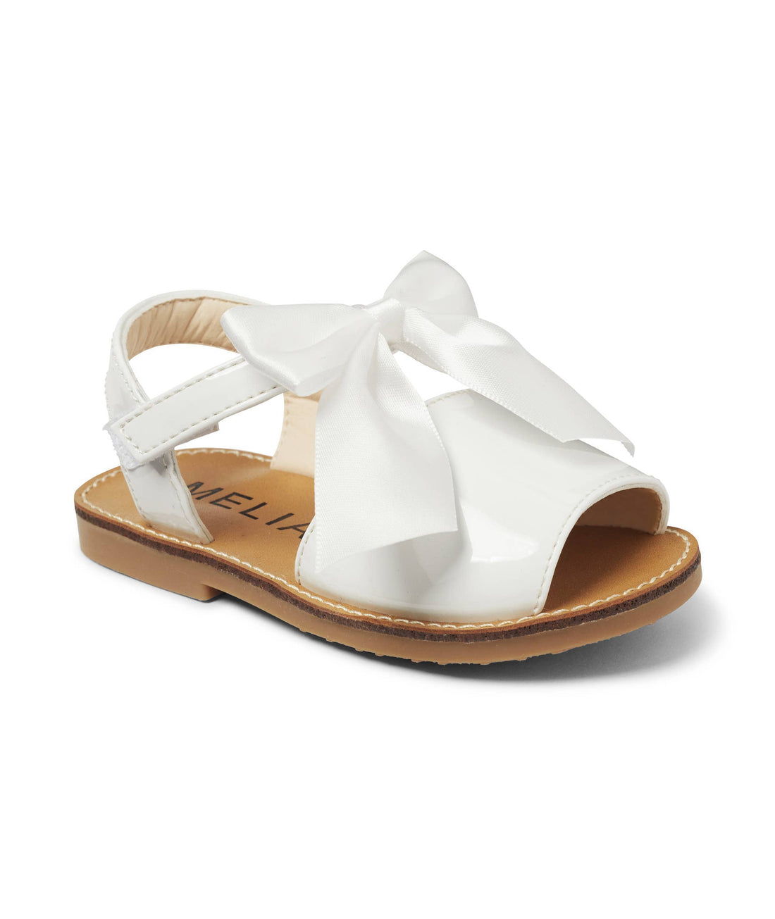 Sevva Ltd Martina white children's sandal with detachable satin bow and Velcro strap, EU 20–25.