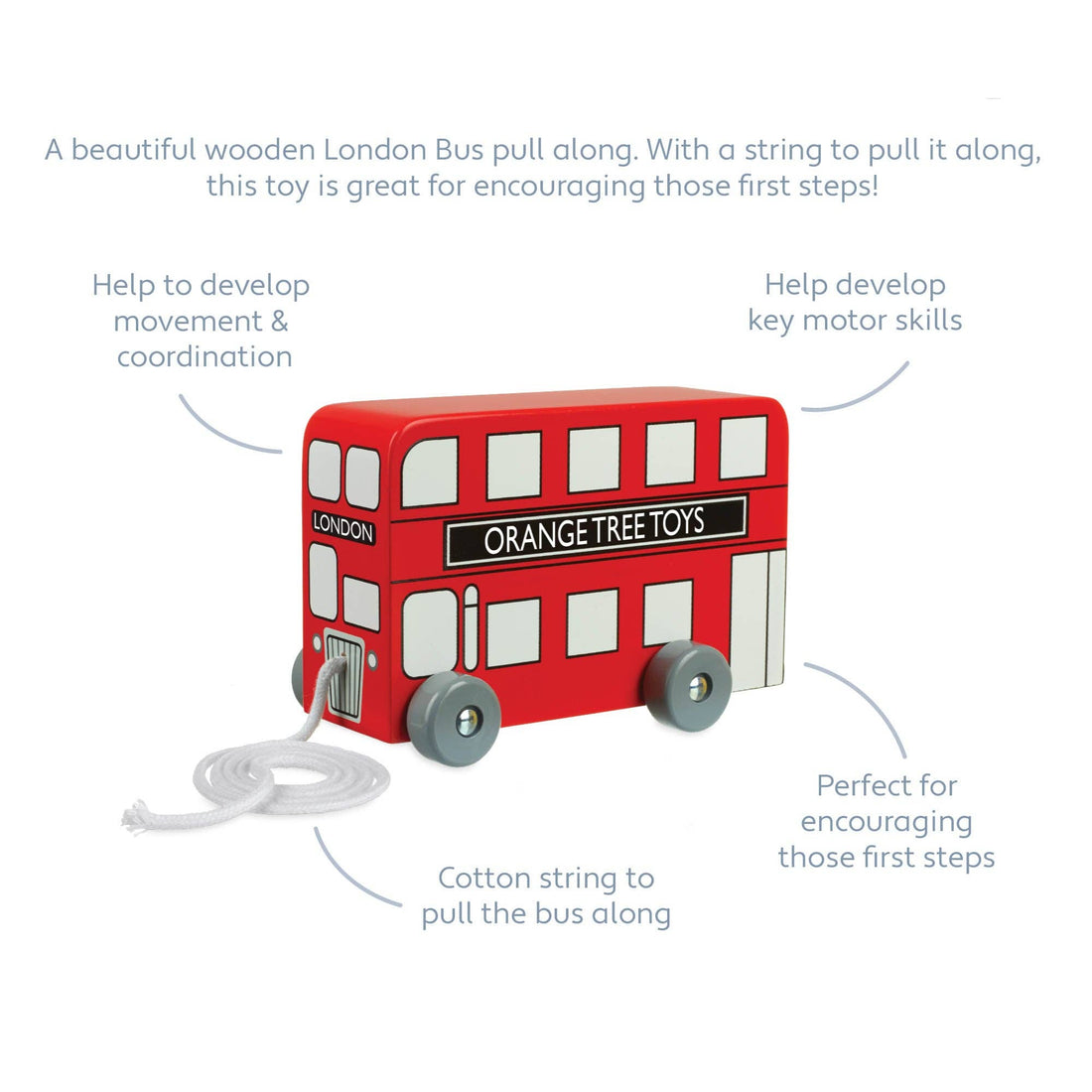 London Bus Wooden Pull Along Toy - Orange Tree Toys