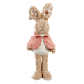 Plush Flopsy rabbit toy with a pink cape on a white background