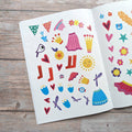 Unicorn sticker sheet from dress me up Unicorn Sticker and colouring book.