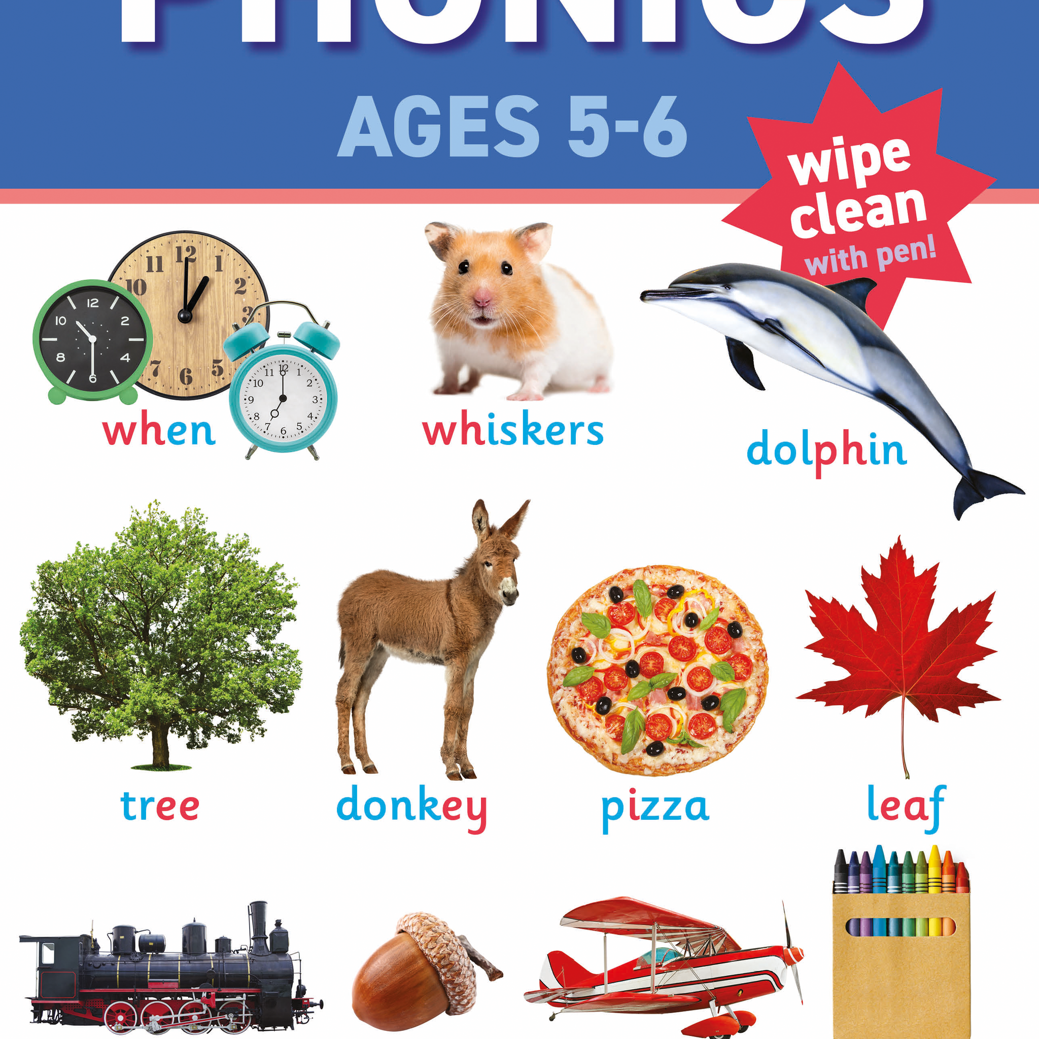 Phonics learning book for ages 5-6 with illustrations and text.