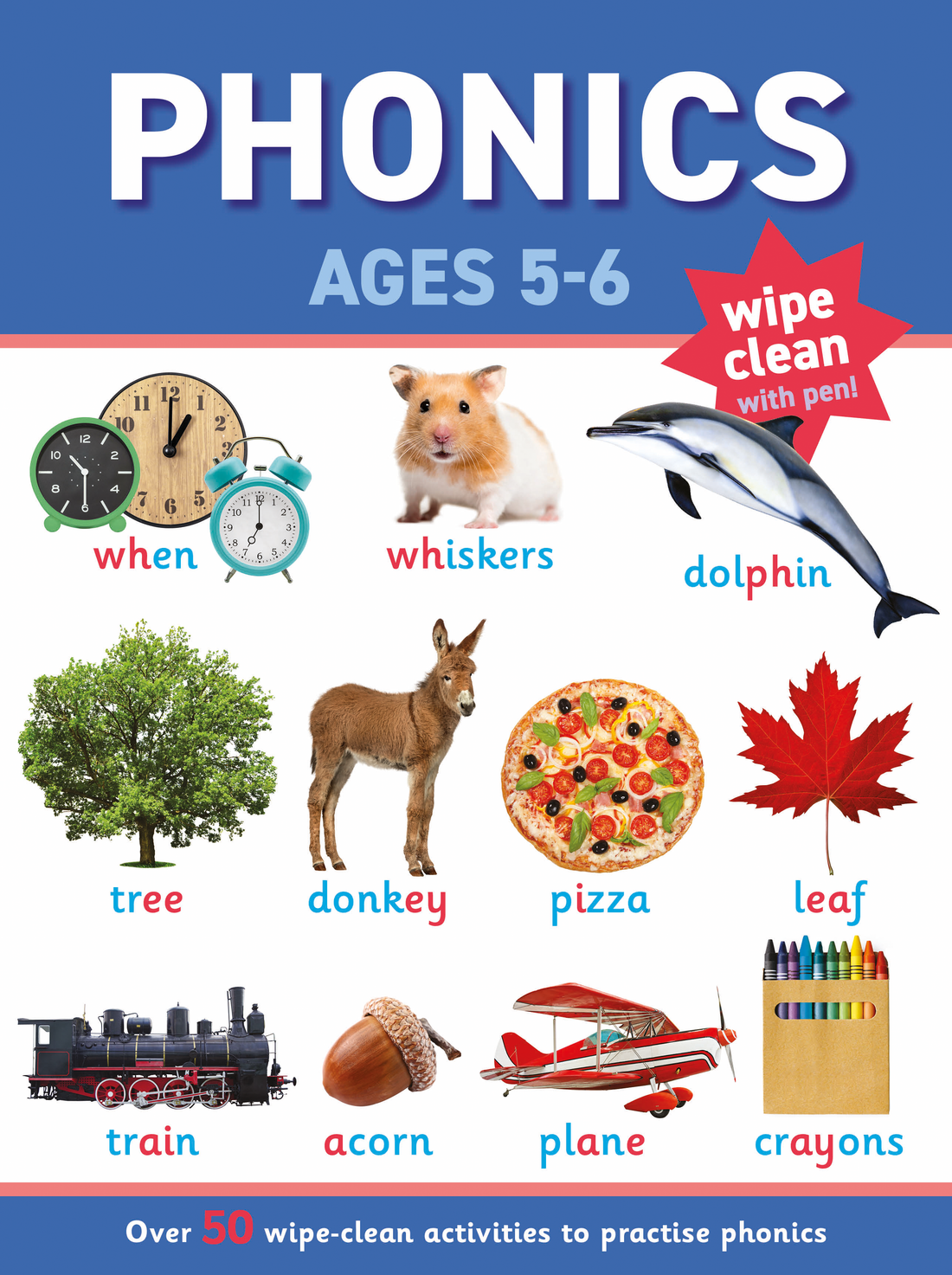 Phonics learning book for ages 5-6 with illustrations and text.