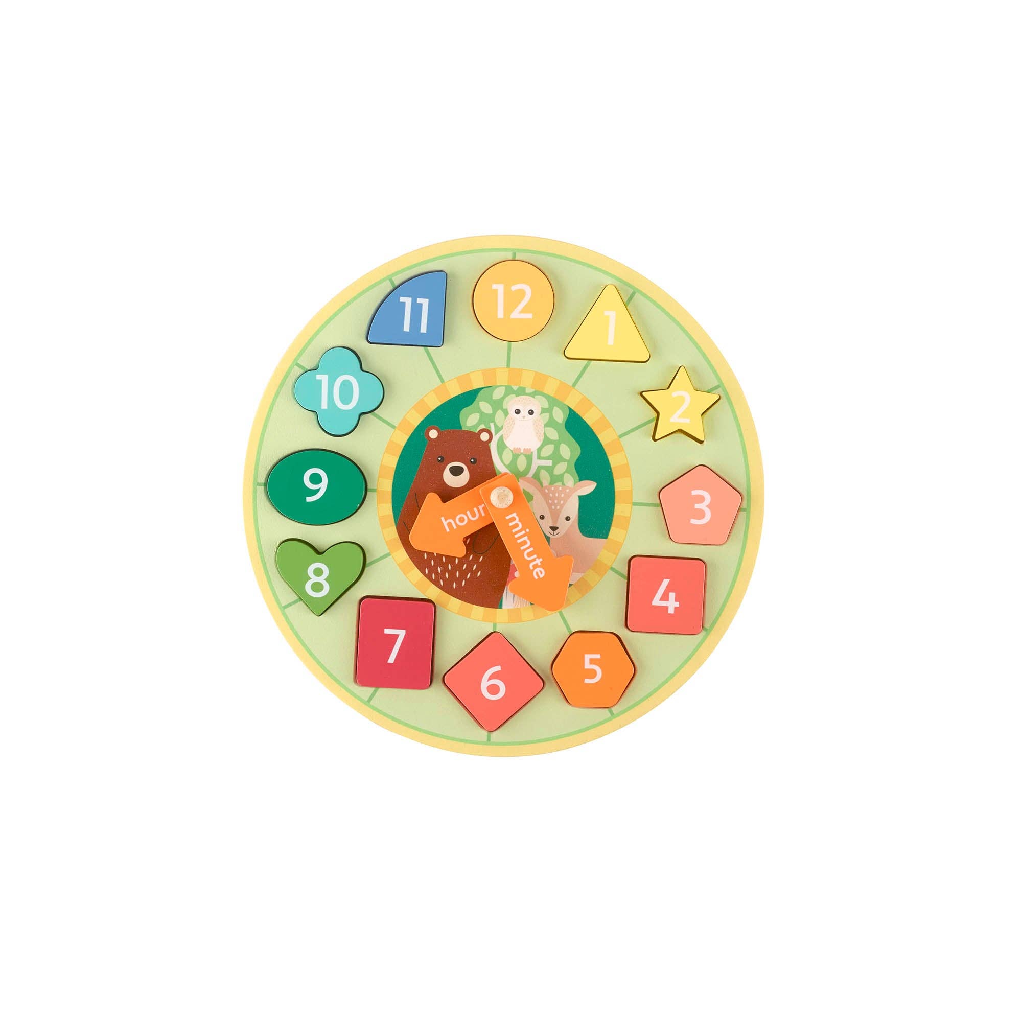 Woodland Wooden Shape Sorting Clock – Orange Tree Toys