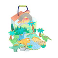 Wooden dinosaur playset for children