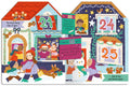 Illustrated advent calendar book with festive scenes and numbers