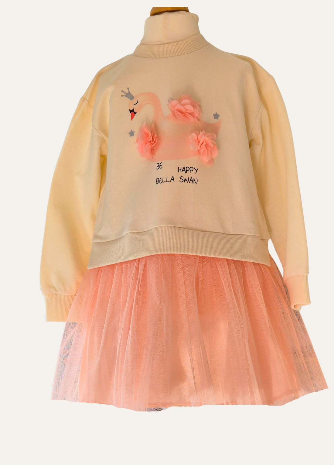 Girls Peach Bella Swan Tutu Dress with Long Sleeves