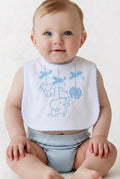 Blue embroidered elephant baby bib