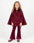 Girls’ burgundy faux fur collar cape