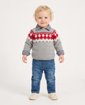 Baby boys’ jeans, gingham shirt and knitted jumper three-piece set by Cumino Kids