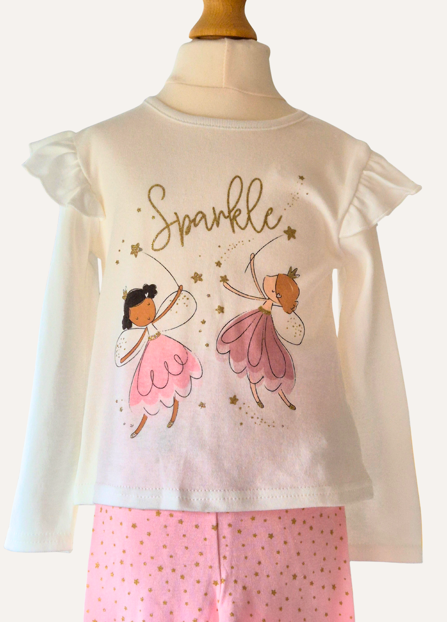 Girls cream long sleeved fairy sparkle top - part of the 3 piece set from Lily & Jack