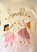 Close up of the fairy sparkle detail on the long sleeved top part of the 3 piece set from Lily & Jack
