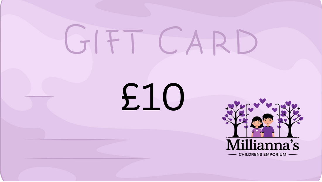 Millianna's £10 gift card with a purple background
