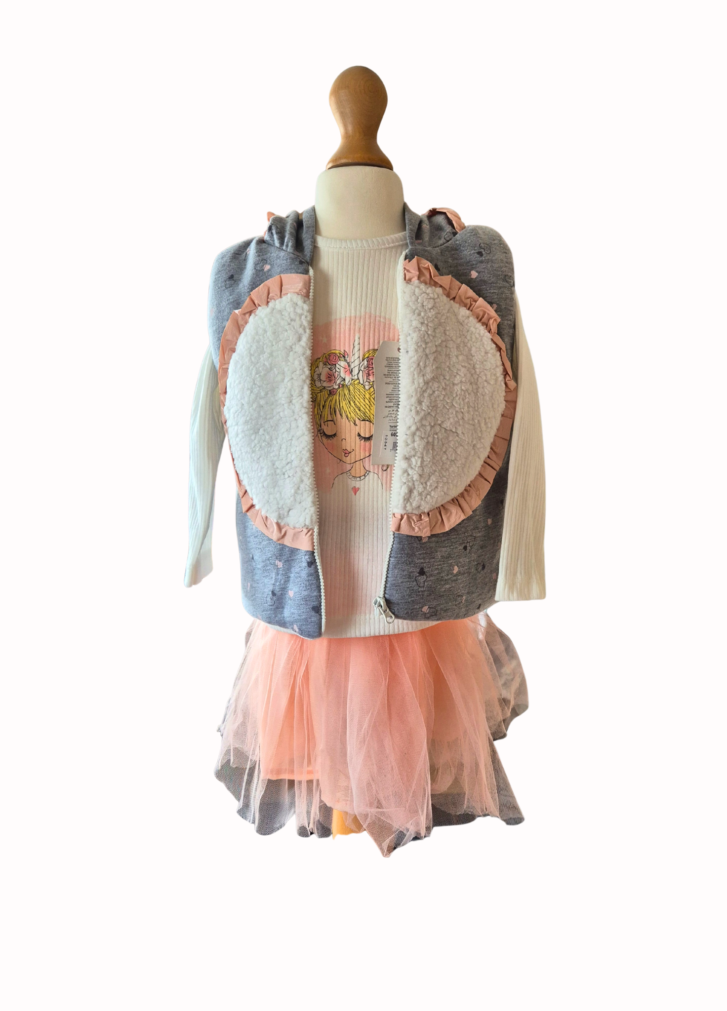 Girls 3 Piece Outfit | Unicorn Inspired Tutu, Top & Gilet Set 1–4Y