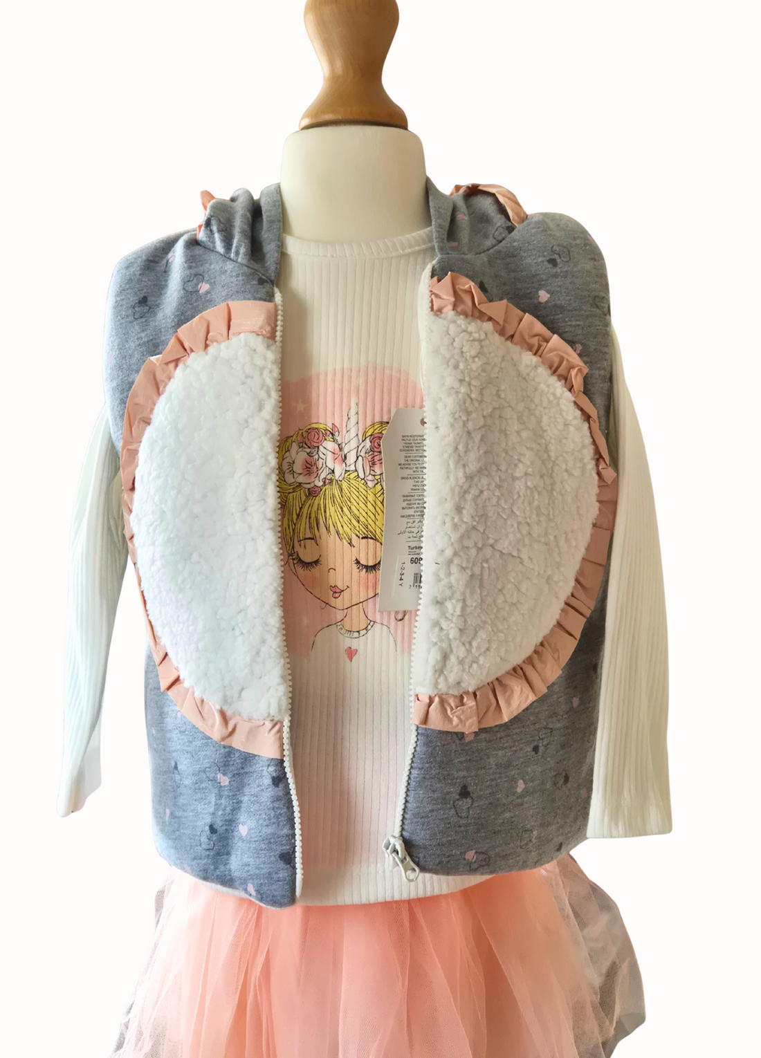 Girls 3 Piece Outfit | Unicorn Inspired Tutu, Top & Gilet Set 1–4Y