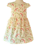Cream girls dress with pink butterflies and floral design