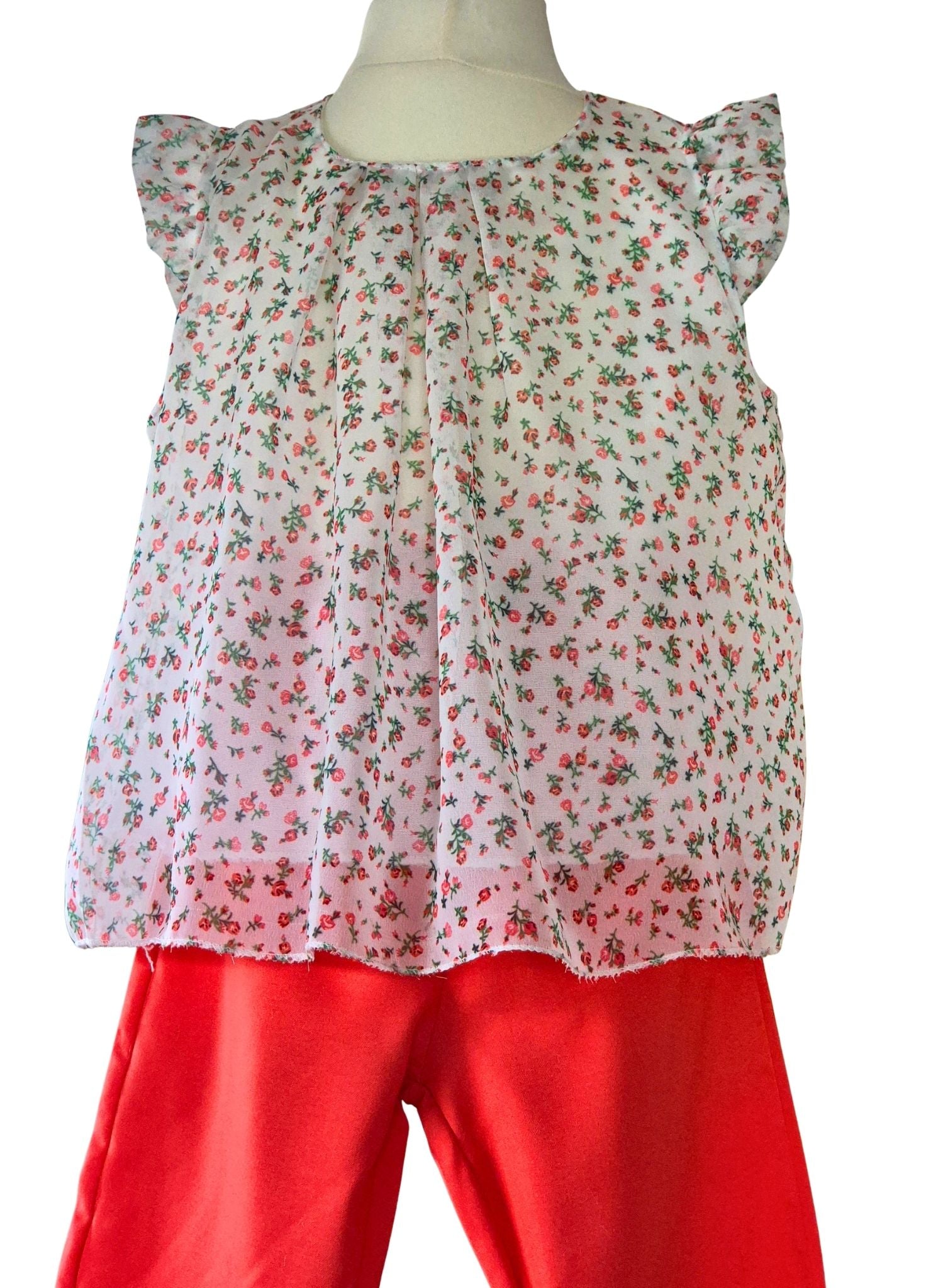 Girls lightweight summer shorts set with floral print