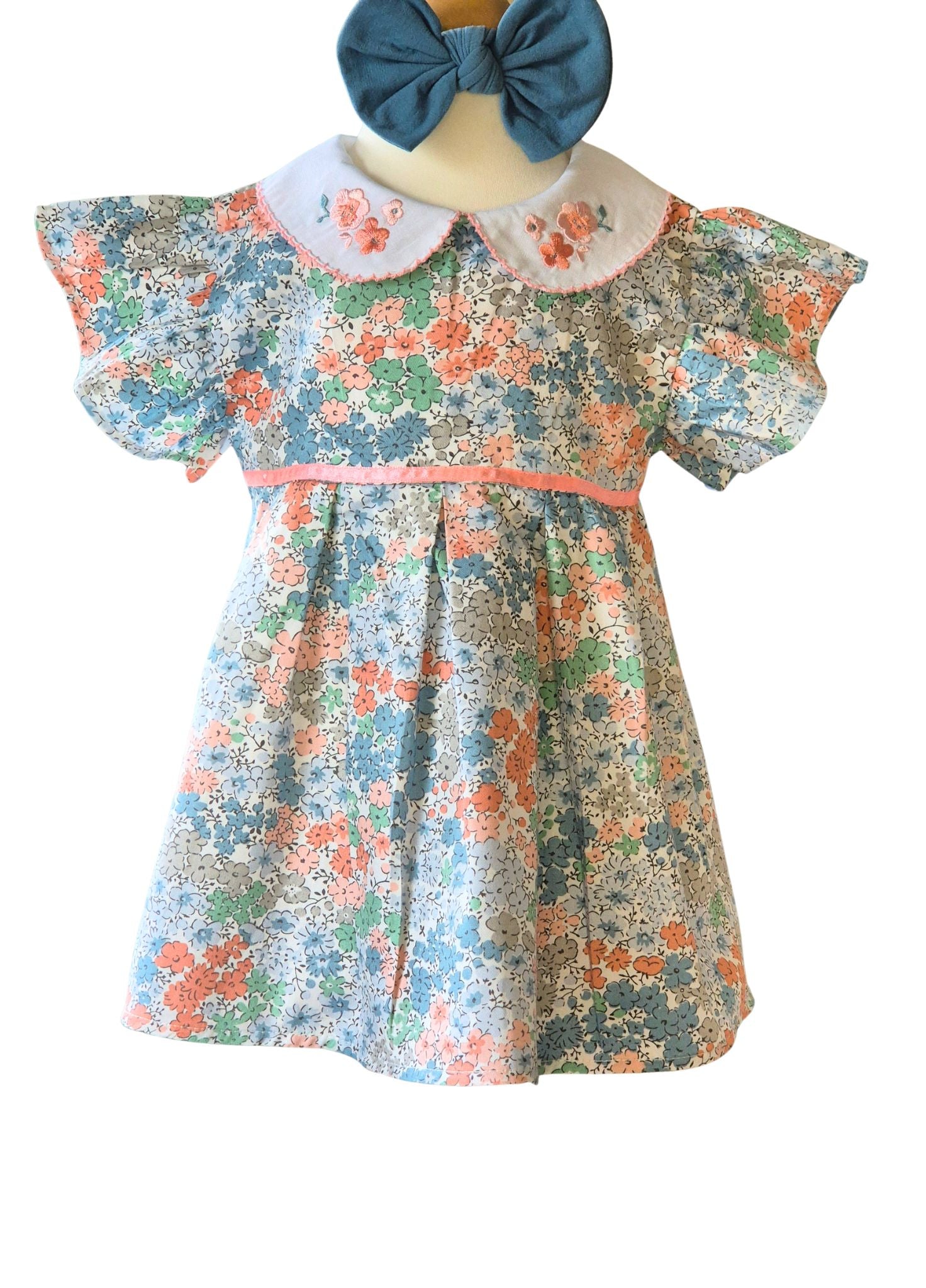 toddler girl green floral summer dress set