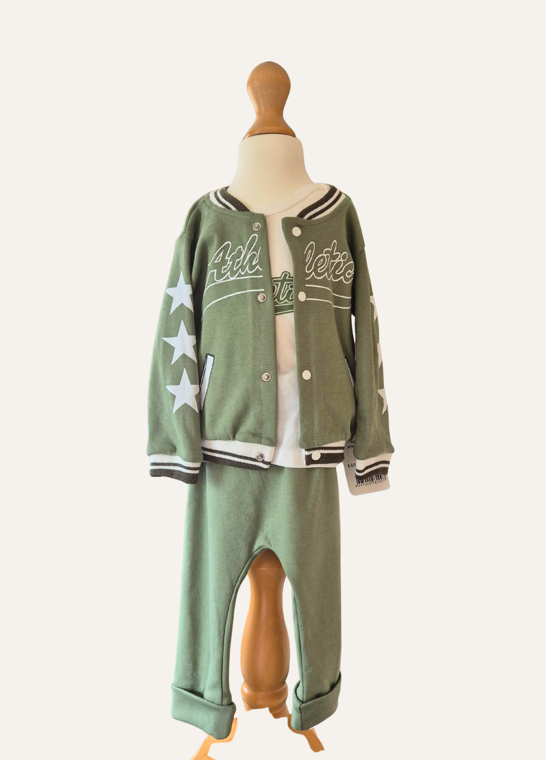 Baby Boy Green 3-Piece Athletic Tracksuit Set
