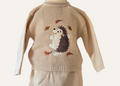 Knitted unisex baby set from dandelion featuring a hedgehog