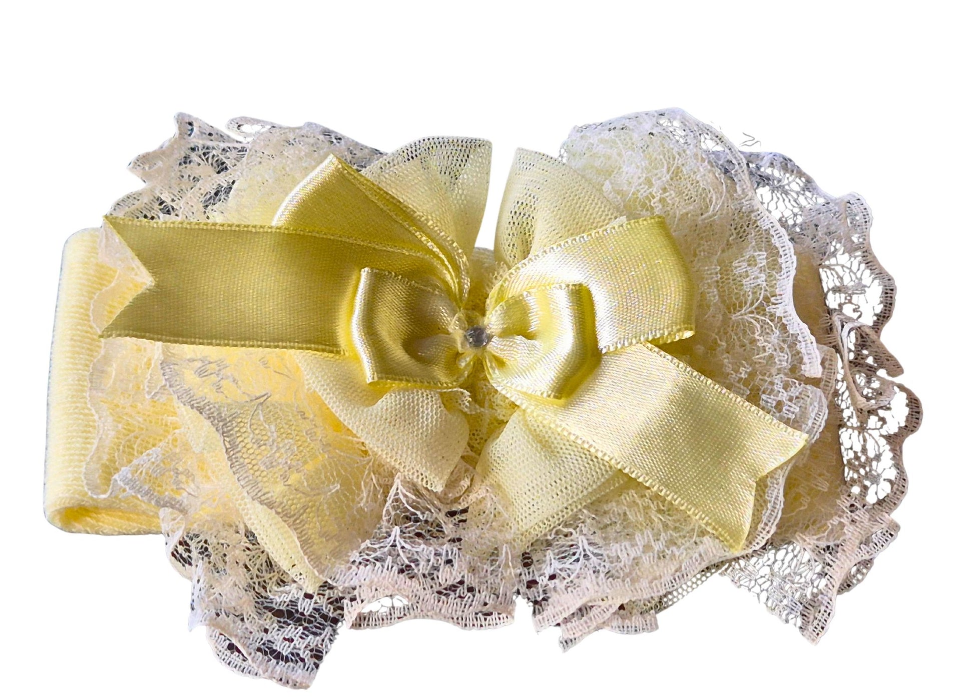 Lemon frill babys headband on a white background