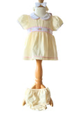 newborn summer dress set lemon with matching accessories