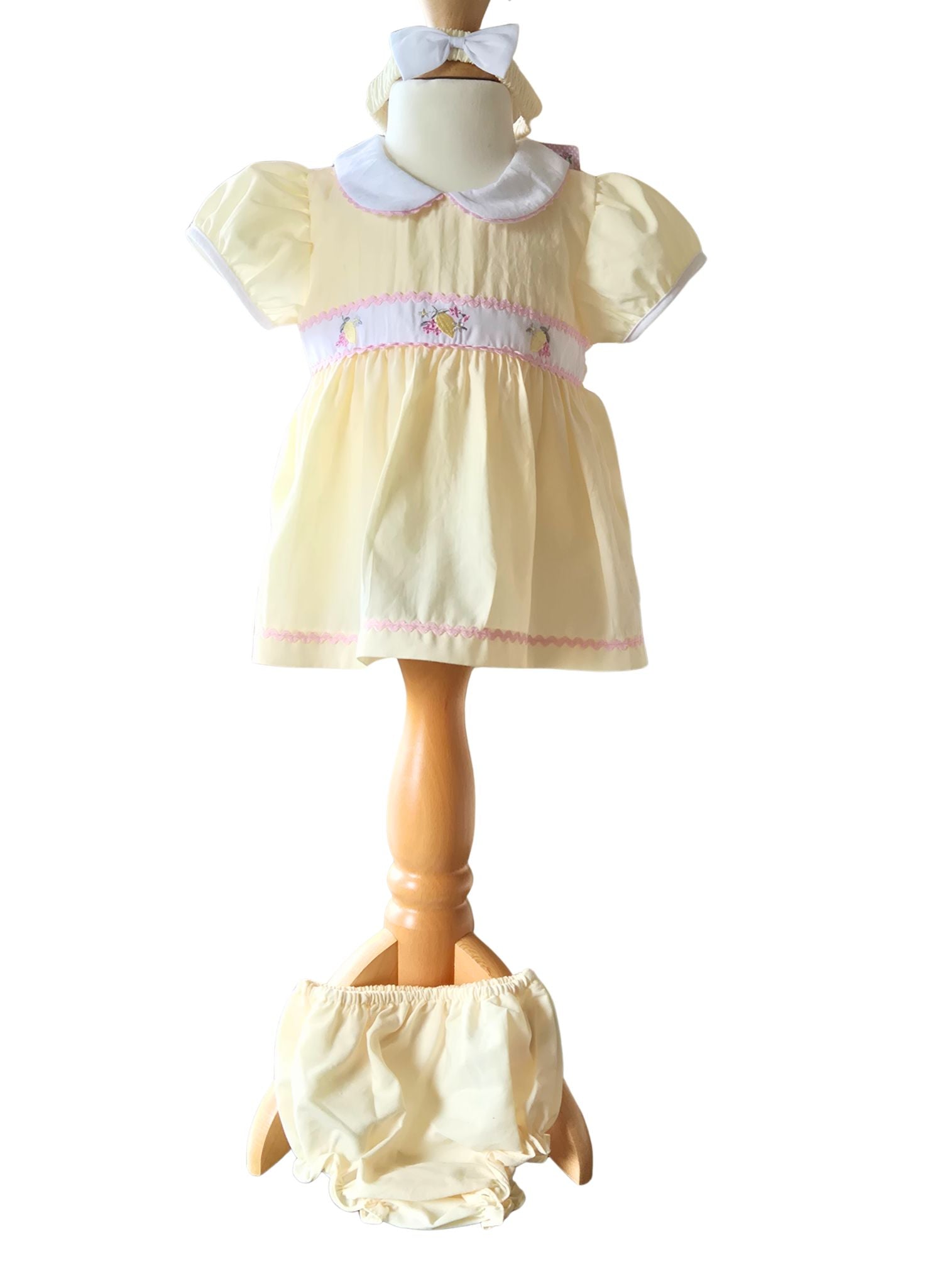 newborn summer dress set lemon with matching accessories