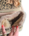 Girls leopard print boots with faux fur lining