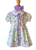 baby boutique floral dress set for girls with lialc accents