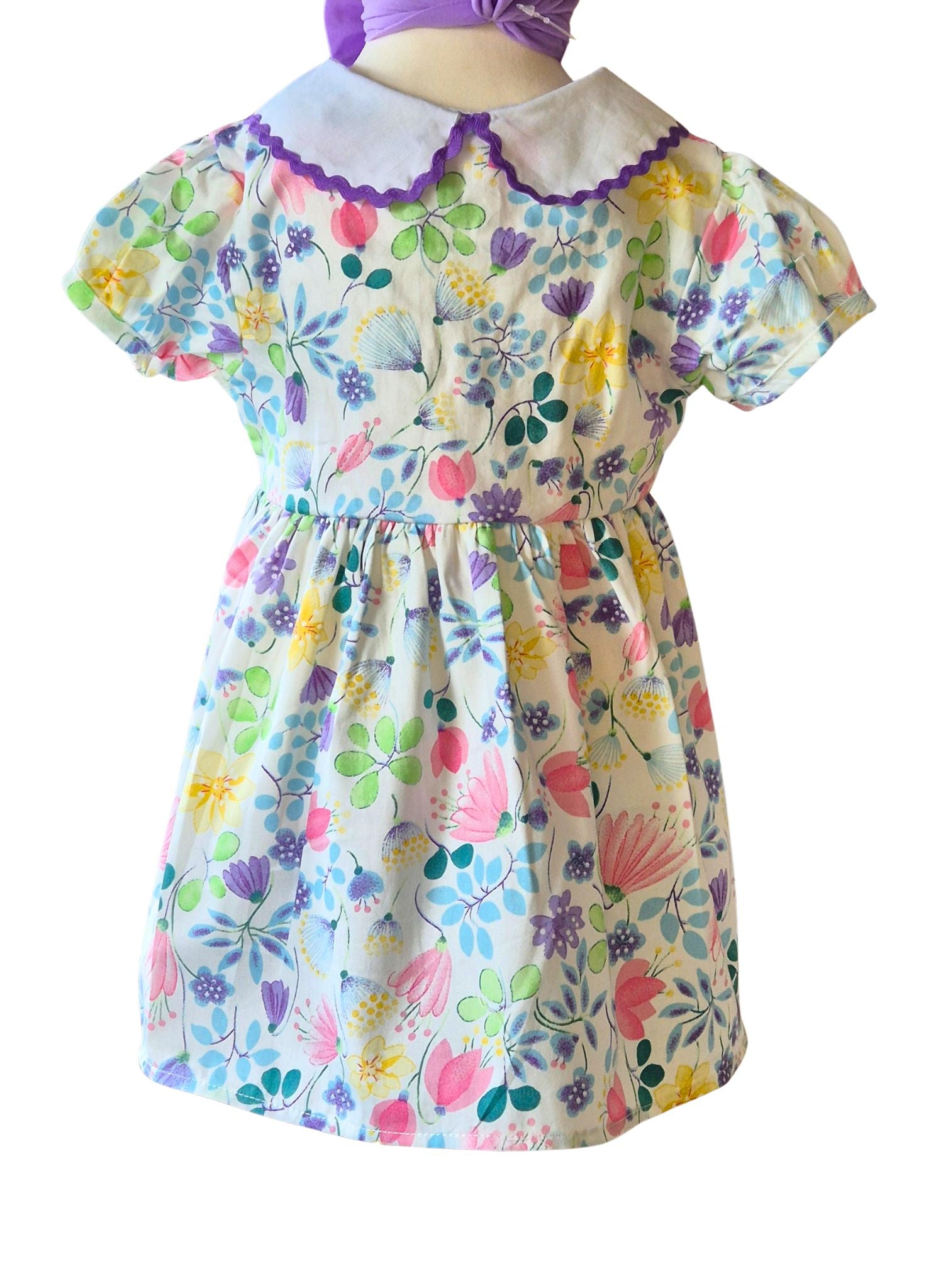 toddler girl floral occasion dress with peter pan collar