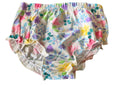 Matching floral knickers part of the toddler girl floral occasion dress with peter pan collar
