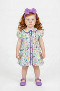 baby girls floral dress with lilac headband and knickers