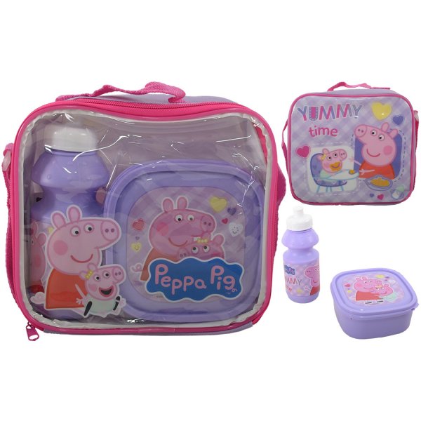 Peppa Pig lunch bag set with lunch box and water bottle