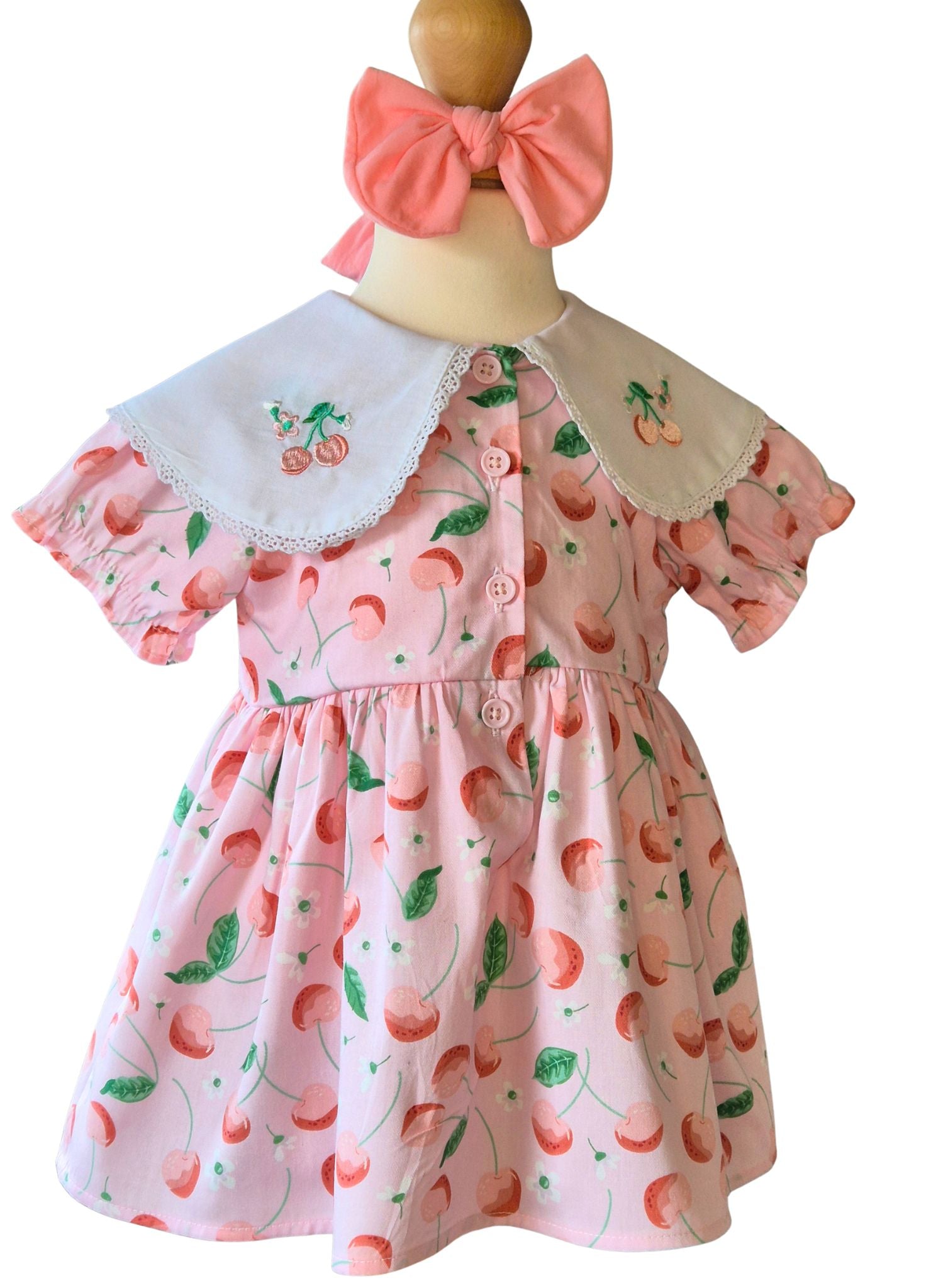 baby girl pink cherry boutique dress set