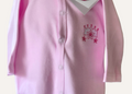 Close up of crown detailing on the pink baby girls romper by My Little Chick