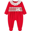 Baby girls red cotton sleepsuit