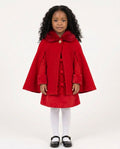 Girls’ red Christmas cape with faux fur collar