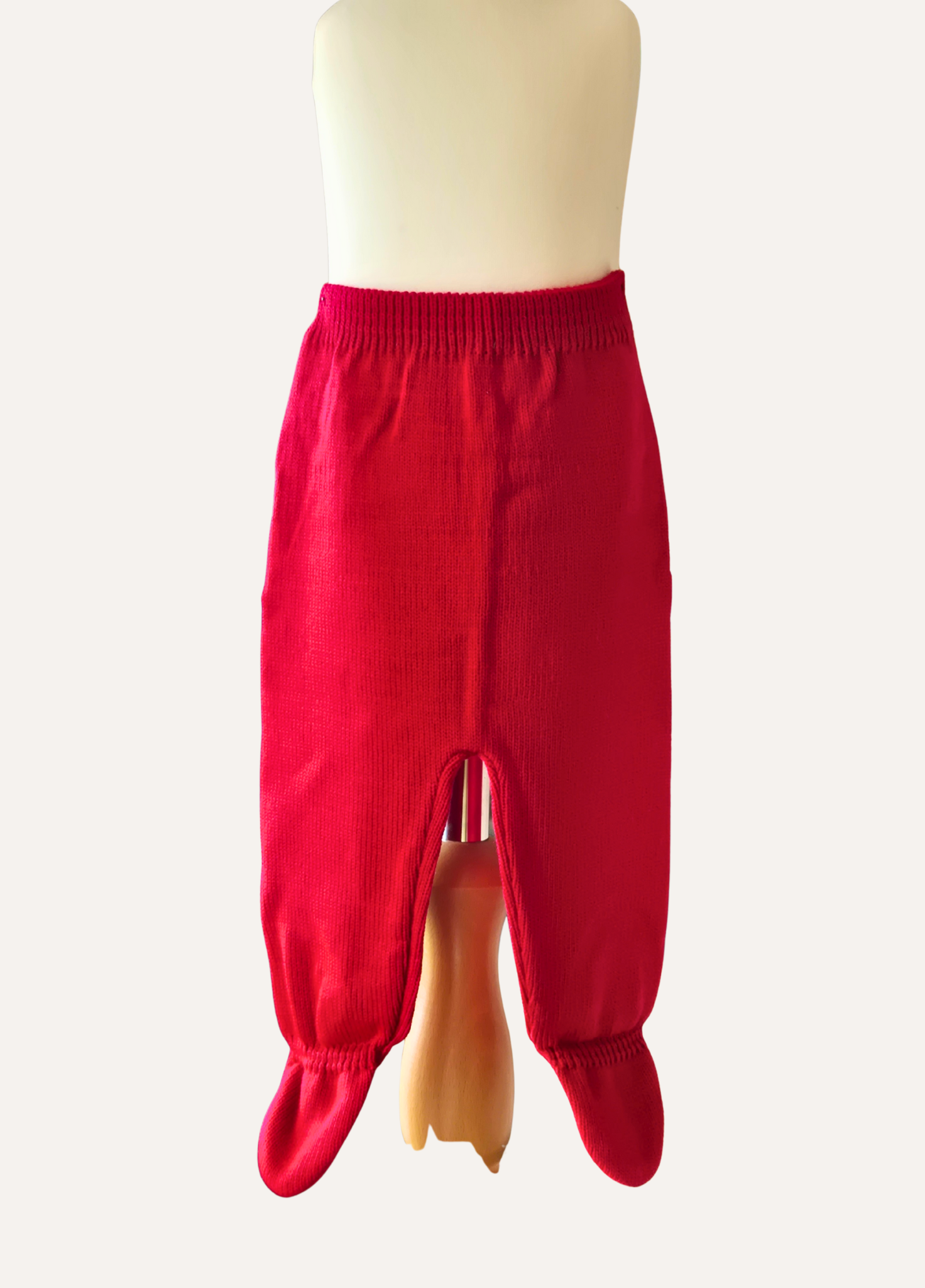Red knitted bottoms with feet from Dandelion to complete the reindeer set